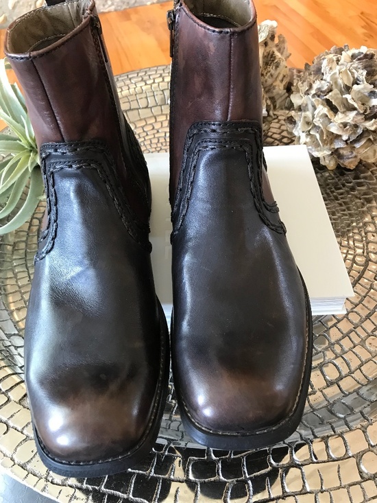 BED STU REVOLUTION TWO-TONED DISTRESSED BLACK BROWN LEATHER WESTERN GRUNGE BOOTS main image 15